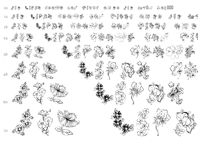 KR Floral Color Me font waterfall